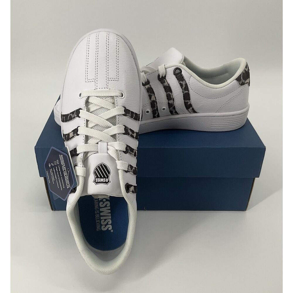 K.Swiss‎ Court Pro Curves White Women's Shoes Size 9.5 Low Leopard Metal Y2K